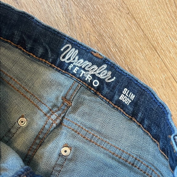 Boy’s Wrangler Retro Slim Boot Blue Denim Jeans adjustable waist 14 Regular - Picture 7 of 10